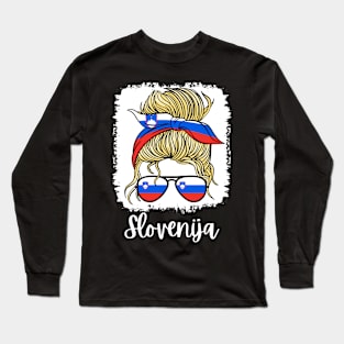 Slovenia Slovenka Flag Girls Slovenian Girl Kids Long Sleeve T-Shirt